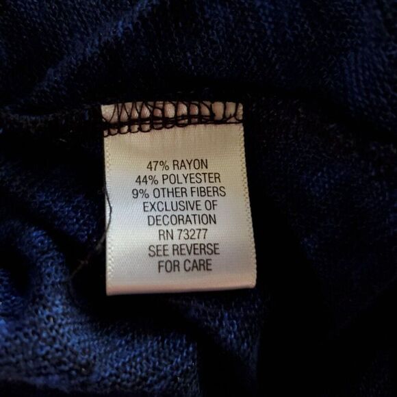 NEW Apt. 9 Knit Top Sweater XL OX Sparkly Blue Black Dolman Sleeve Semi Sheer - Picture 6 of 7